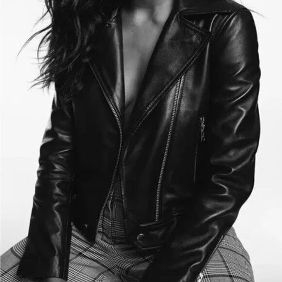 Women's Black Jacket Aritzia Wilford Hendrix Motorcycle Jacket L - Picture 1 of 14